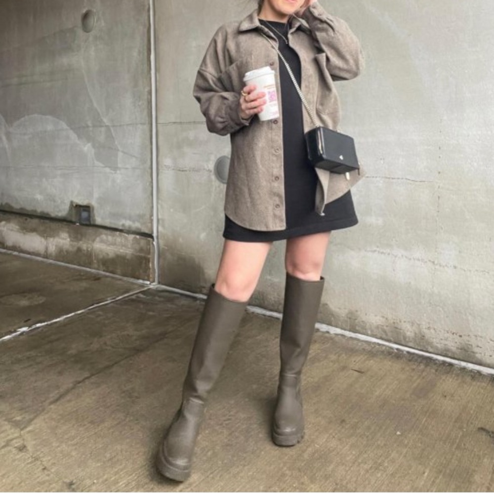 Cassietta Lug Sole Tall Boots- Army Green